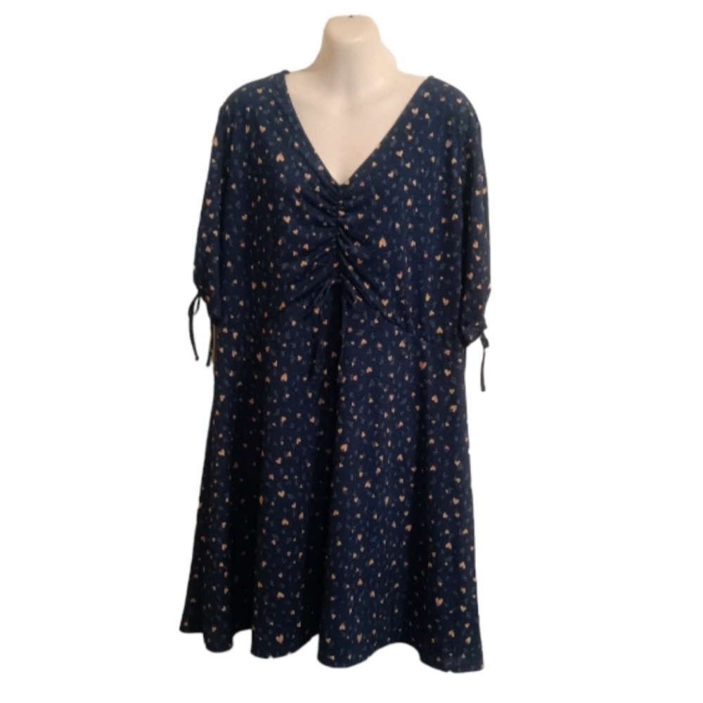 Lauren Conrad Dark Blue Short Sleeve Mini Print Dress XL